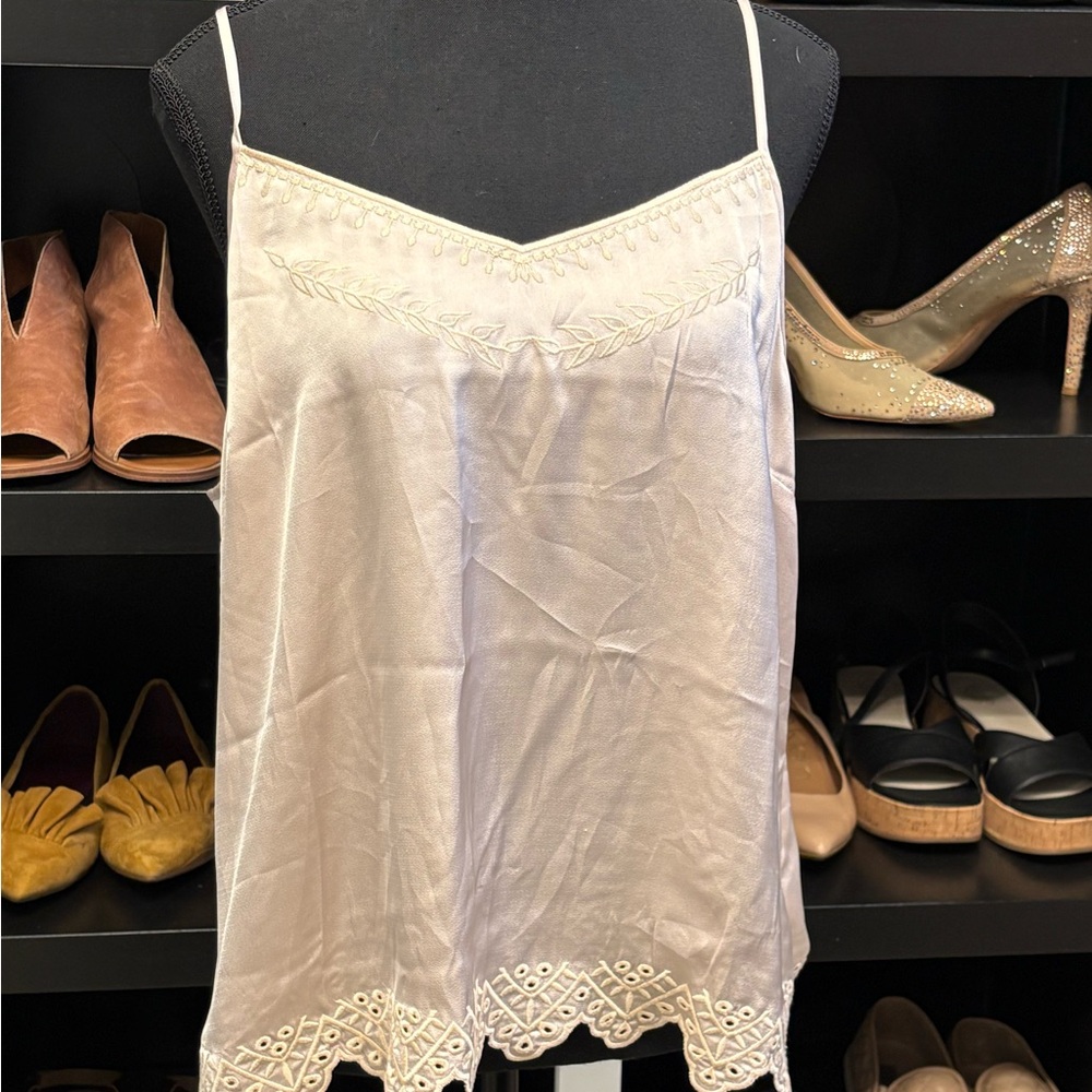 CAbi Elegant Cream Camisole with Embroidery